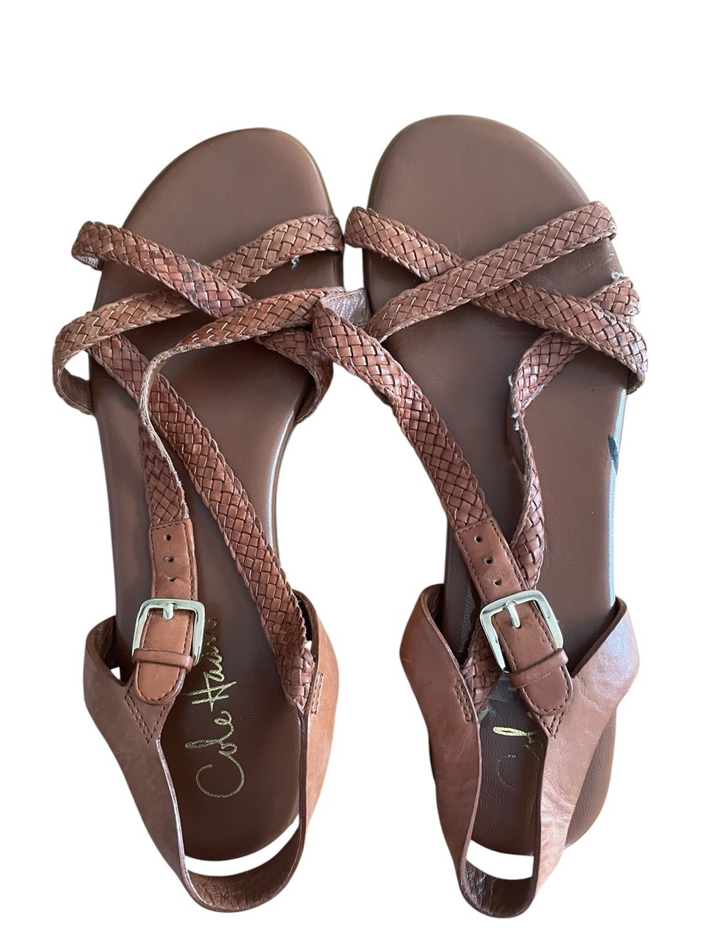 Cole Haan Brown Braided Leather Buckle Strap w/Nike Air Technology Size 8